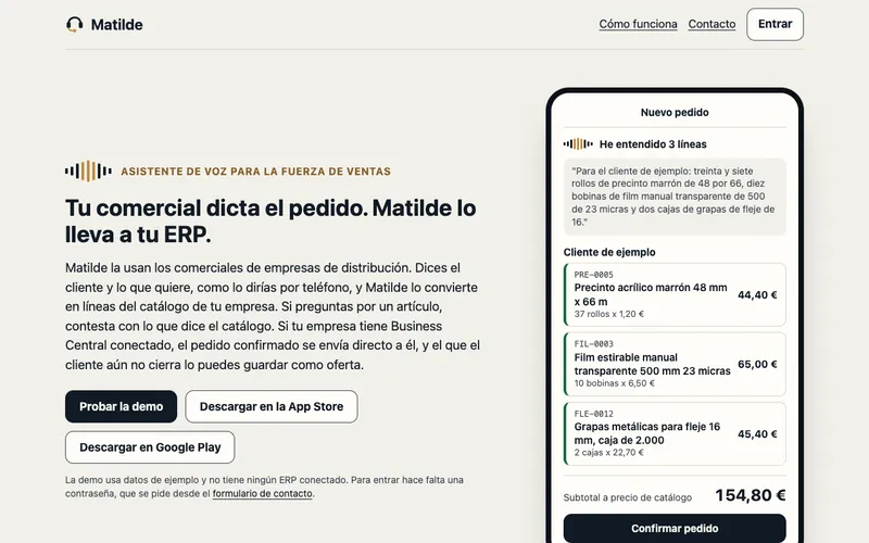 Captura de oyematilde.com, la web de Matilde