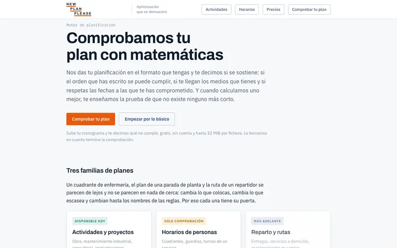 Captura de newplanplease.com, la web de New Plan Please
